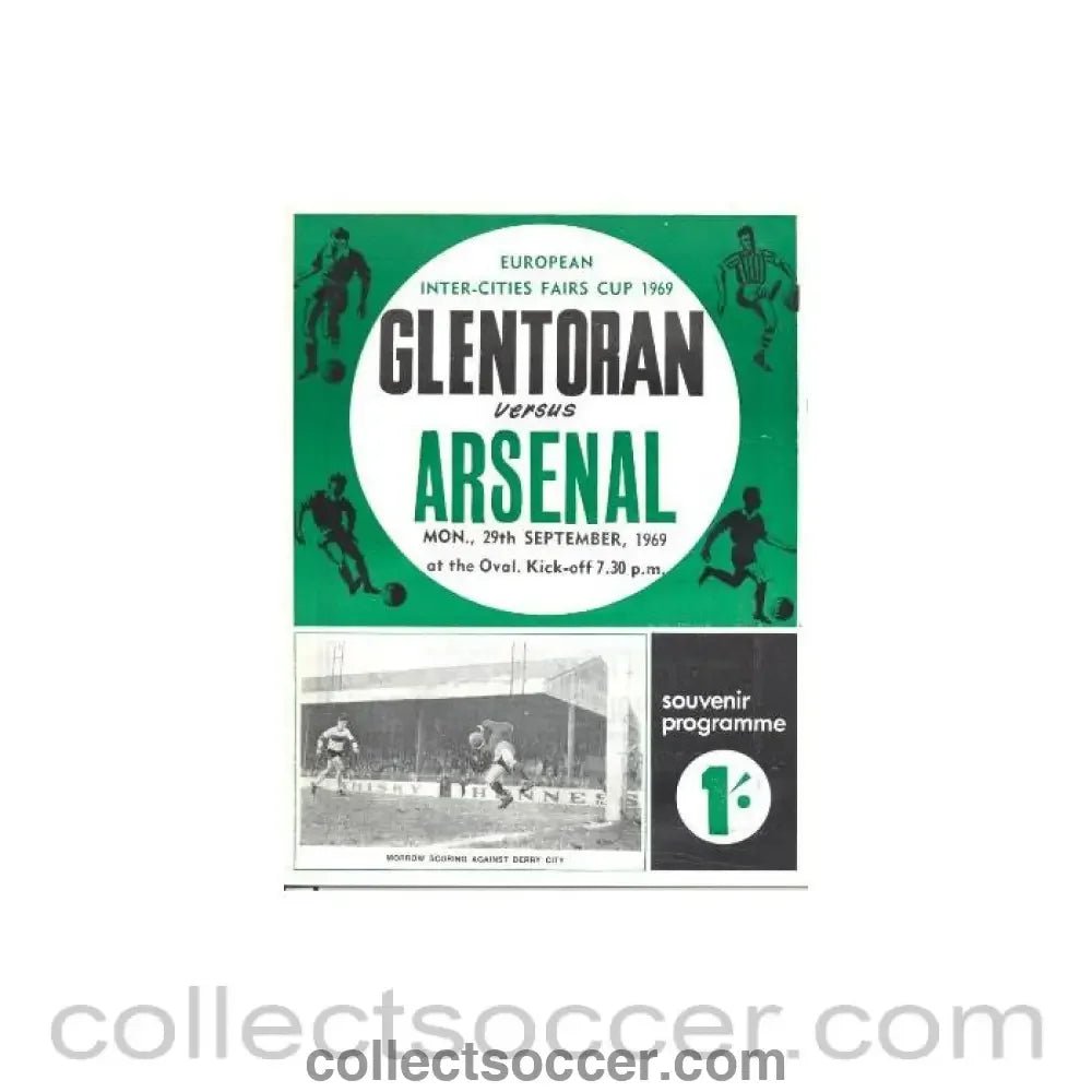 1969 Glentoran v Arsenal Inter - Cities Fairs Cup official programme 29/09/1969 - Collect Soccer