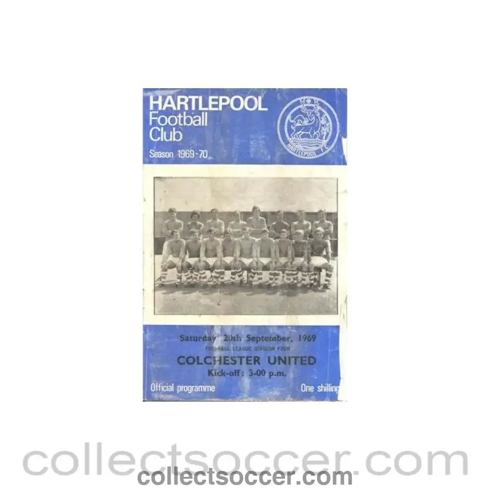 1969 - Hartlepool United v Colchester official programme 20/09/1969 Football League - Collect Soccer