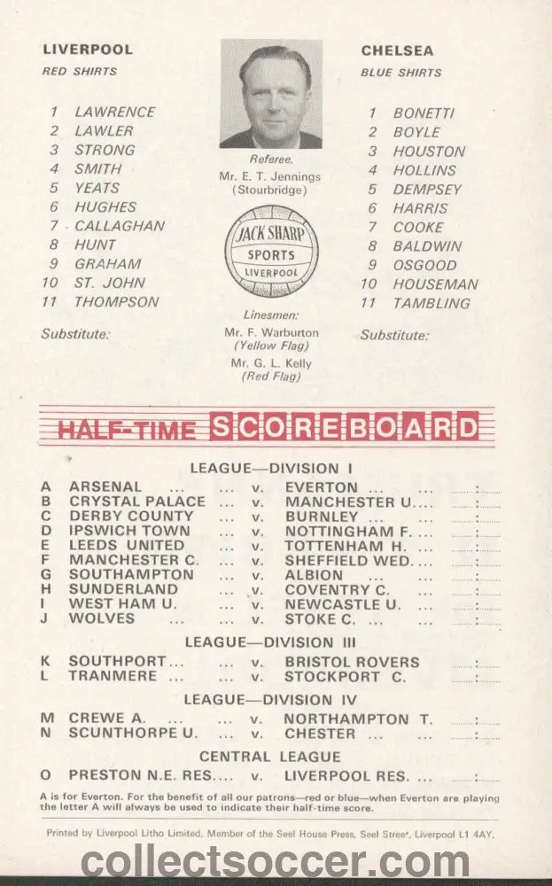 1969 - Liverpool v Chelsea official programme 09/08/1969 - Collect Soccer
