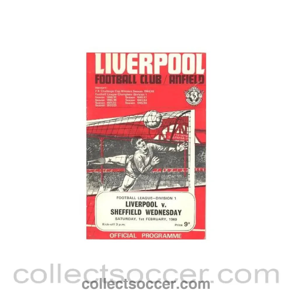 1969 - Liverpool v Sheffield Wednesday official programme 01/02/1969 - Collect Soccer