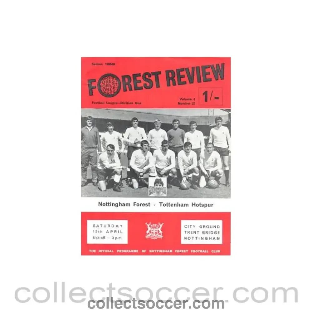 1969 - Nottingham Forest v Tottenham Hotspur official programme 12/04/1969 Football League - Collect Soccer