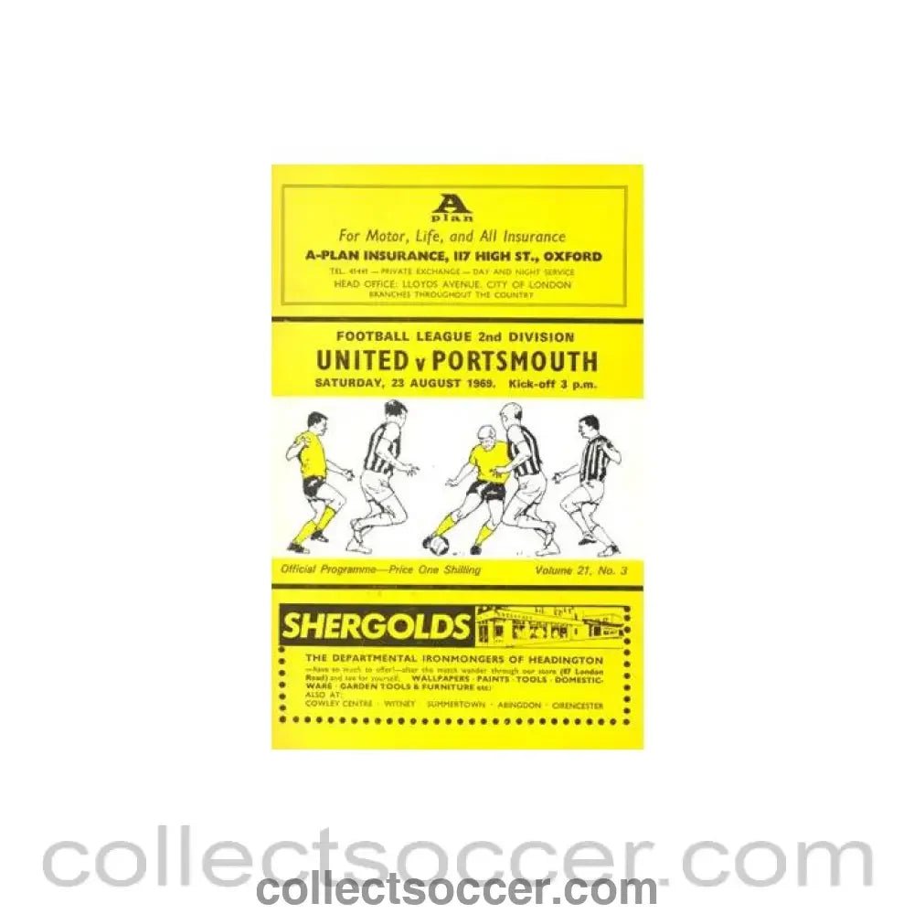 1969 - Oxford United v Portsmouth official programme 23/08/1969 Football League - Collect Soccer