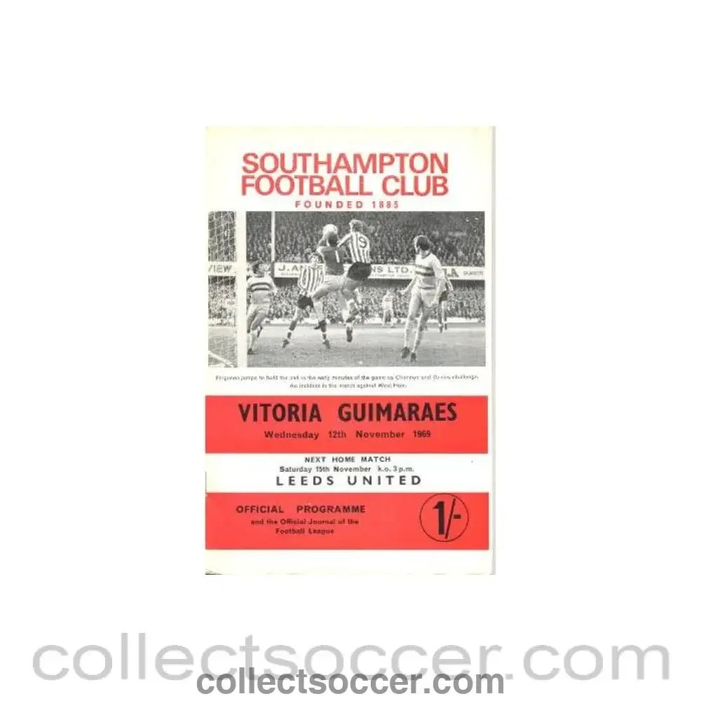 1969 Southampton v Vitoria Guimaraes European Fairs Cup Second Round Second Leg official programme 12/11/1969 - Collect Soccer