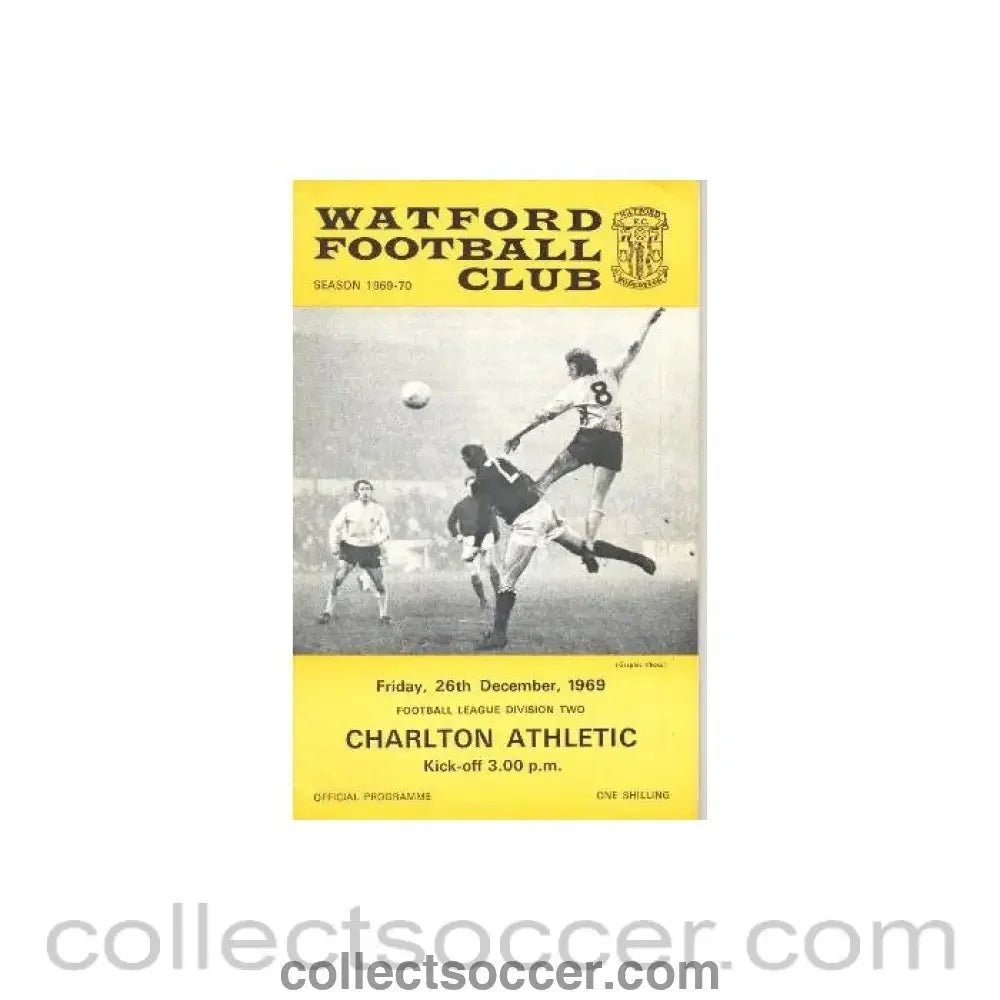 1969 - Watford v Charalton Athletic official programme 26/12/1969 League Cup - Collect Soccer