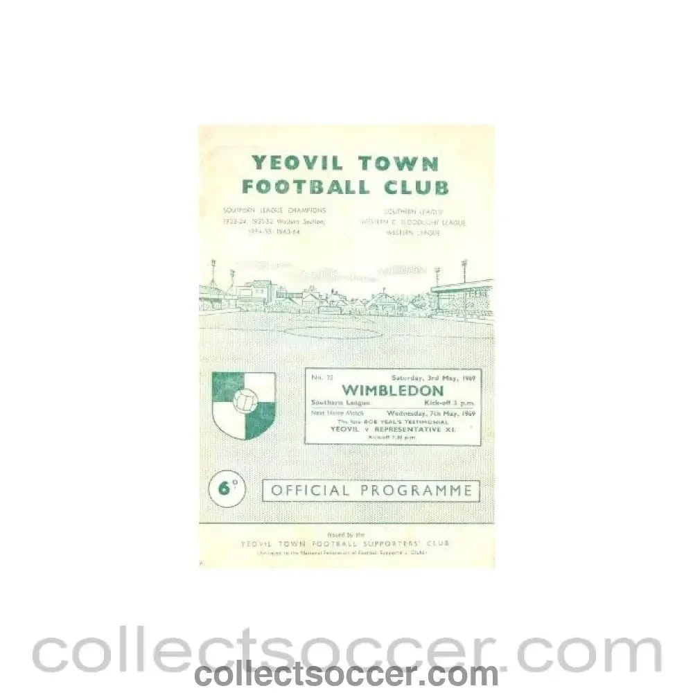1969 - Yeovil Town v Wimbledon official programme 03/05/1969 - Collect Soccer