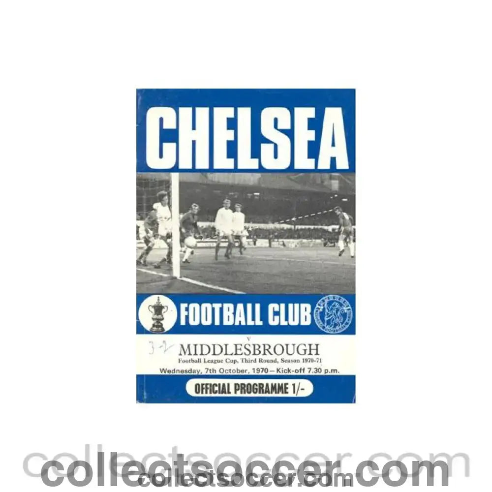 1970 - Chelsea v Middlesbrough official programme 07/10/1970 Football League