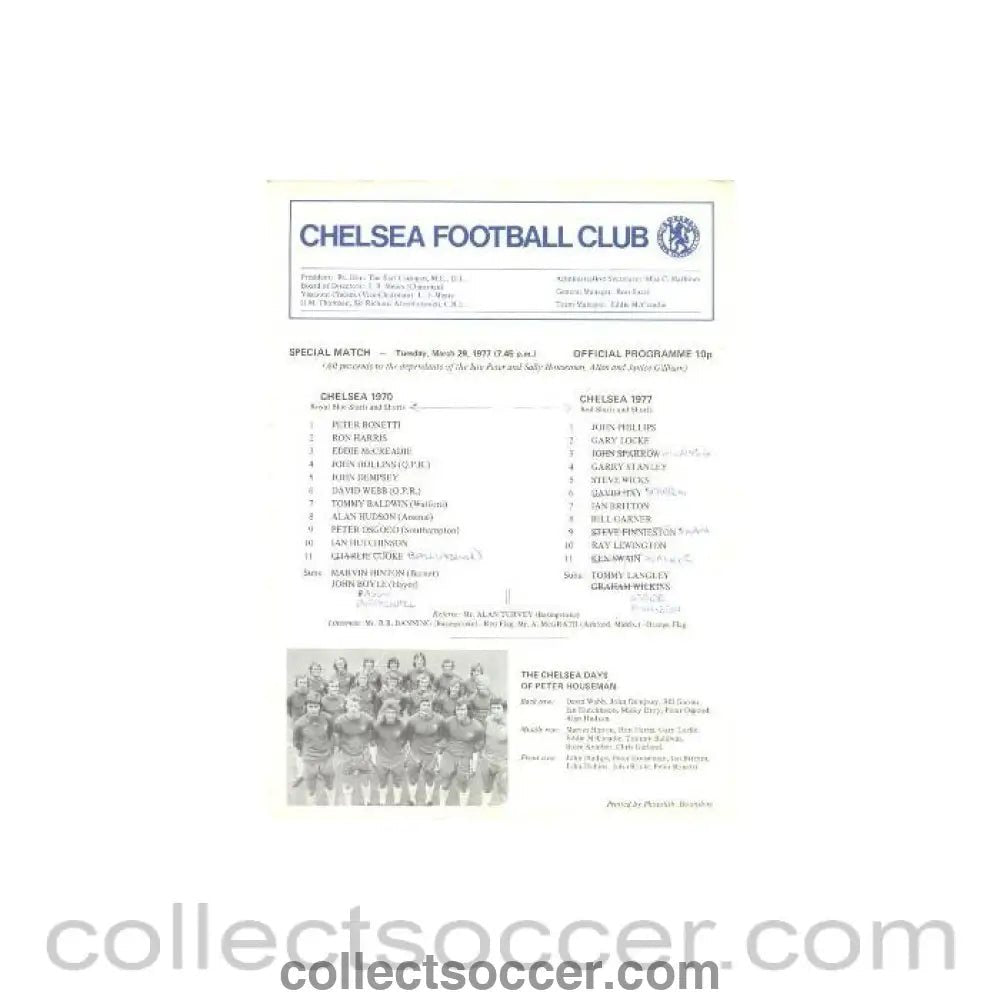 1970 - Chelsea 1970 vChelsea 1977 official programme 29/03/1977 - Collect Soccer