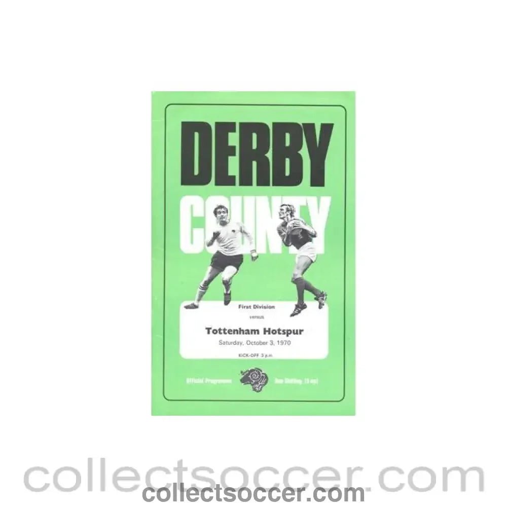 1970 - Derby County v Tottenham Hotspur official programme 03/10/1970 Football League - Collect Soccer