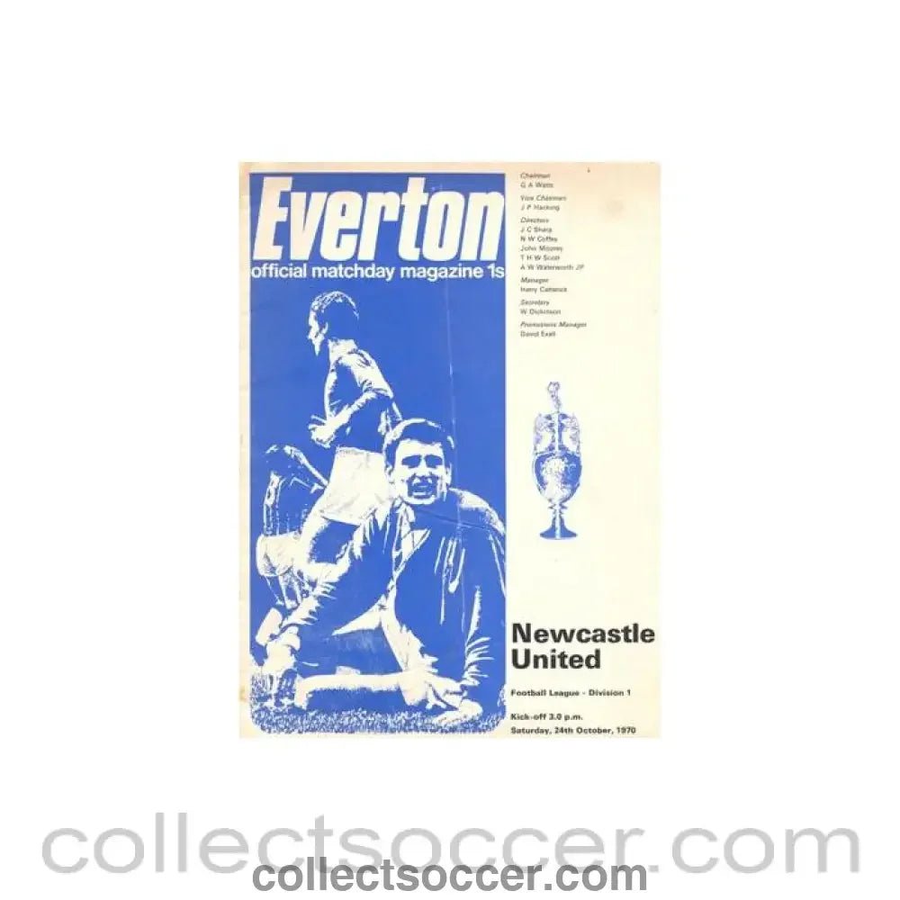 1970 - Everton v Newcastle United official programme 24/10/1970 Football League - Collect Soccer