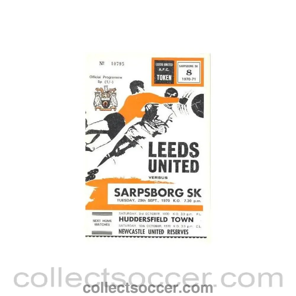 1970 - Leeds United v Sarpsborg official programme 29/09/1970 - Collect Soccer