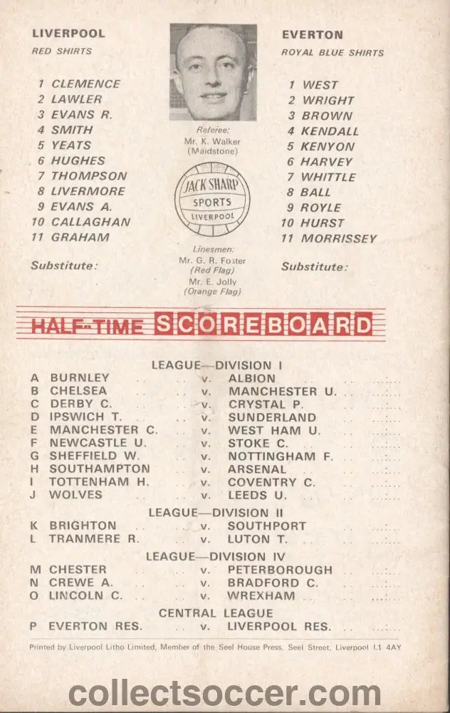 1970 - Liverpool v Everton official programme 21/03/1970 - Collect Soccer