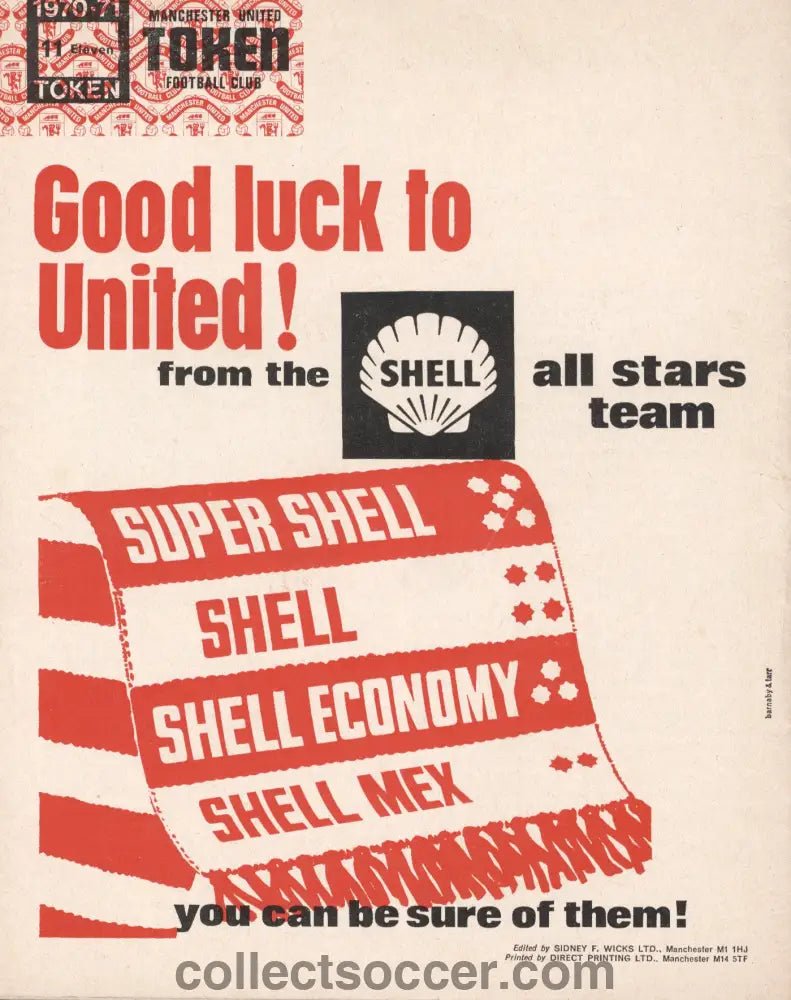 1970 - Manchester United v Chelsea League Cup 4th Round 28/10/1970 - Collect Soccer