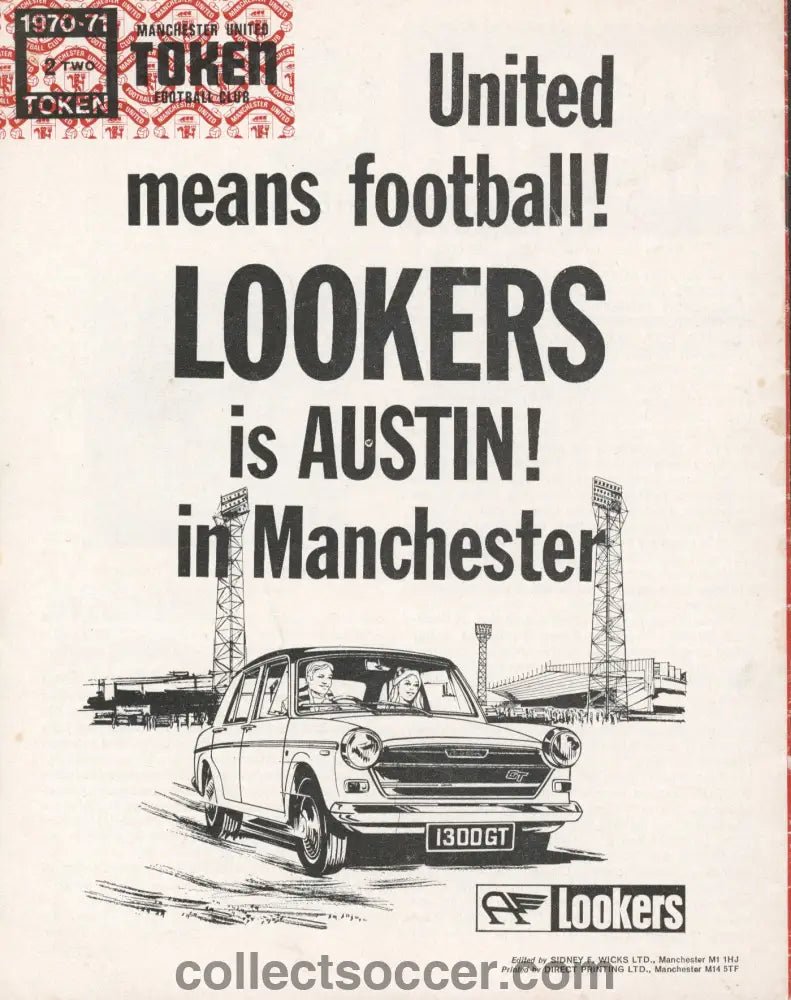 1970 Manchester United v Chelsea Official Programme 19/8/1970 - Collect Soccer
