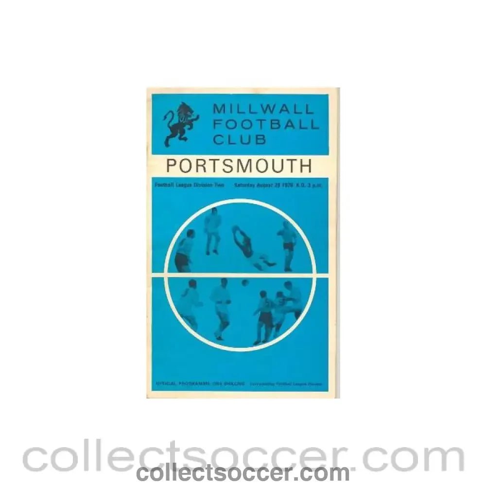 1970 - Millwall v Portsmouth official programme 29/08/1970 - Collect Soccer