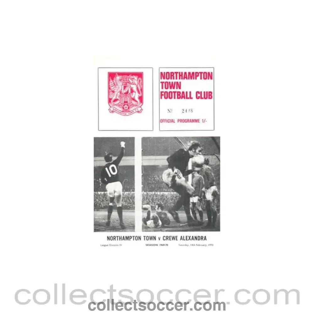 1970 - Northampton Town v Crewe Alexandra official programme 14/02/1970 Football League - Collect Soccer