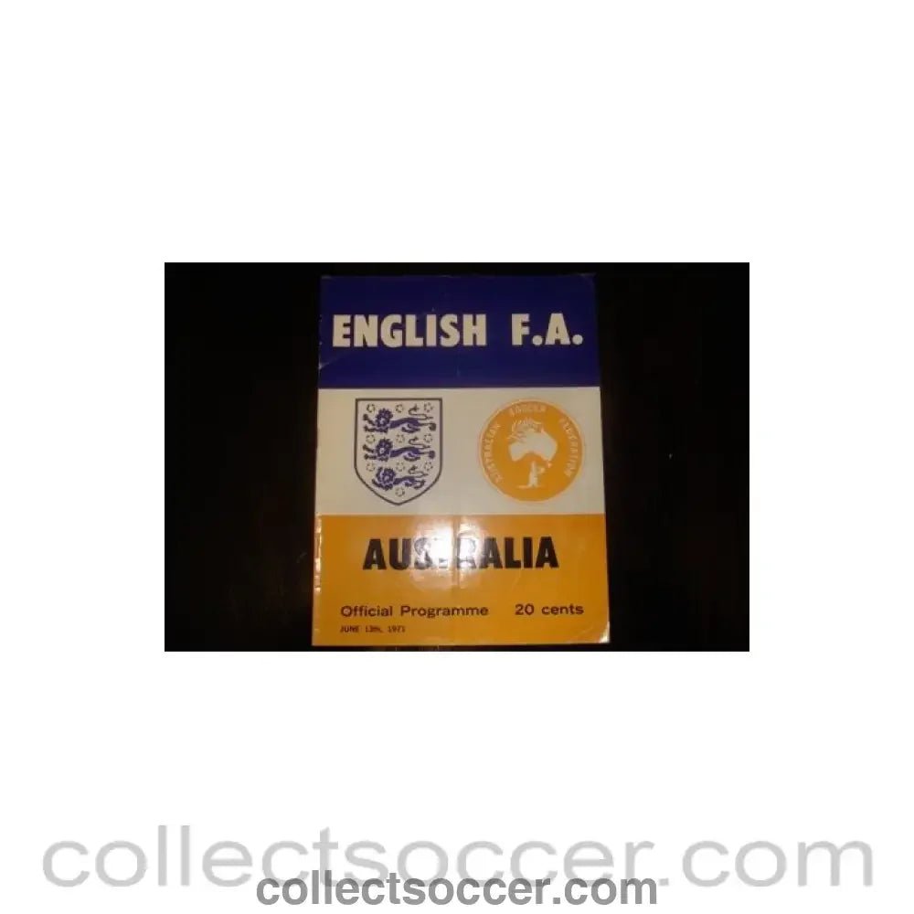 1971 Australia v English F.A. official programme 13/06/1971 - Collect Soccer