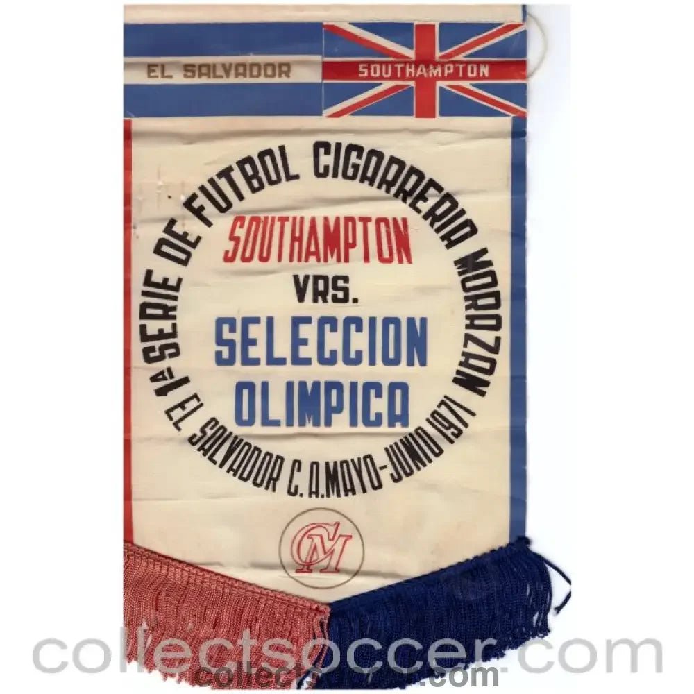 1971 El Salvador v Southampton Match Pennant Super Rare - Collect Soccer