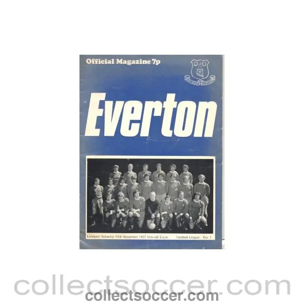 1971 - Everton v Liverpool official programme 13/11/1971 Football League - Collect Soccer