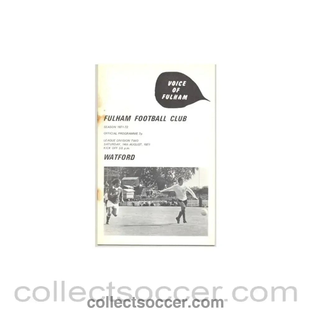 1971 - Fulham v Watford official programme 14/08/1971 - Collect Soccer