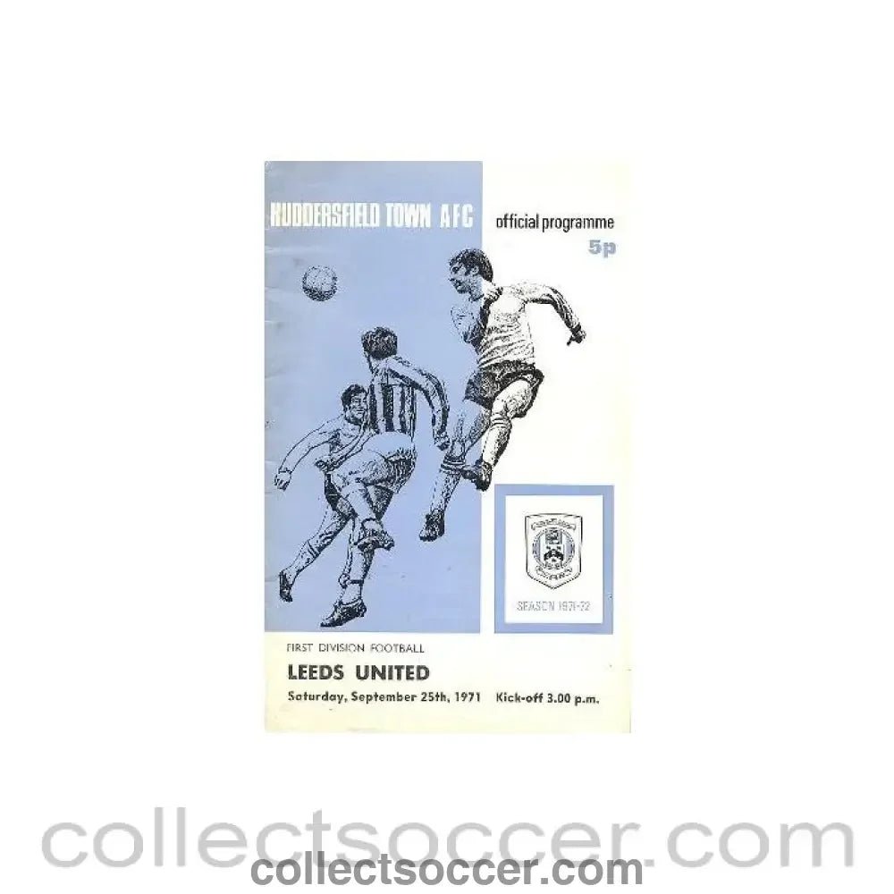 1971 - Huddersfield Town v Leeds United official programme 25/09/1971 Football League - Collect Soccer