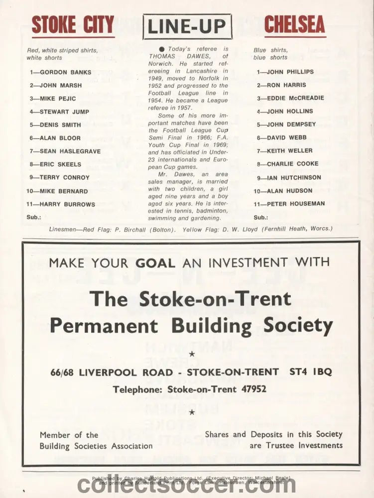 1971 Stoke City v Chelsea official programme 20/02/1971 - Collect Soccer