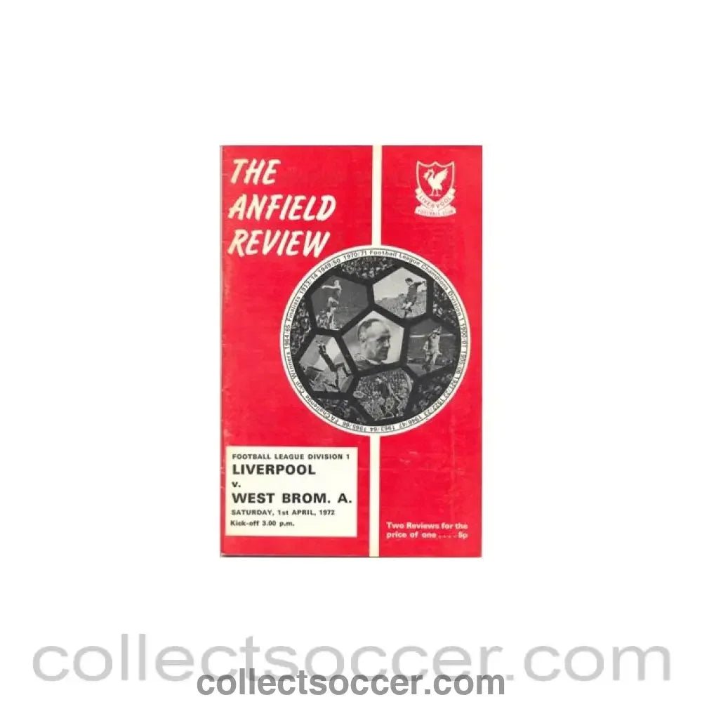1972 - Liverpool v West Bromwich Albion official programme 01/04/1972 - Collect Soccer