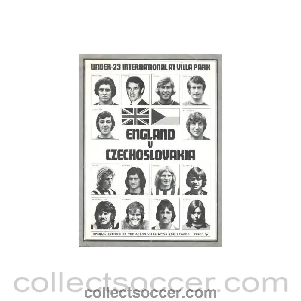 1973 England v Czechoslovakia official programme 17/03/1973 U23 - Collect Soccer