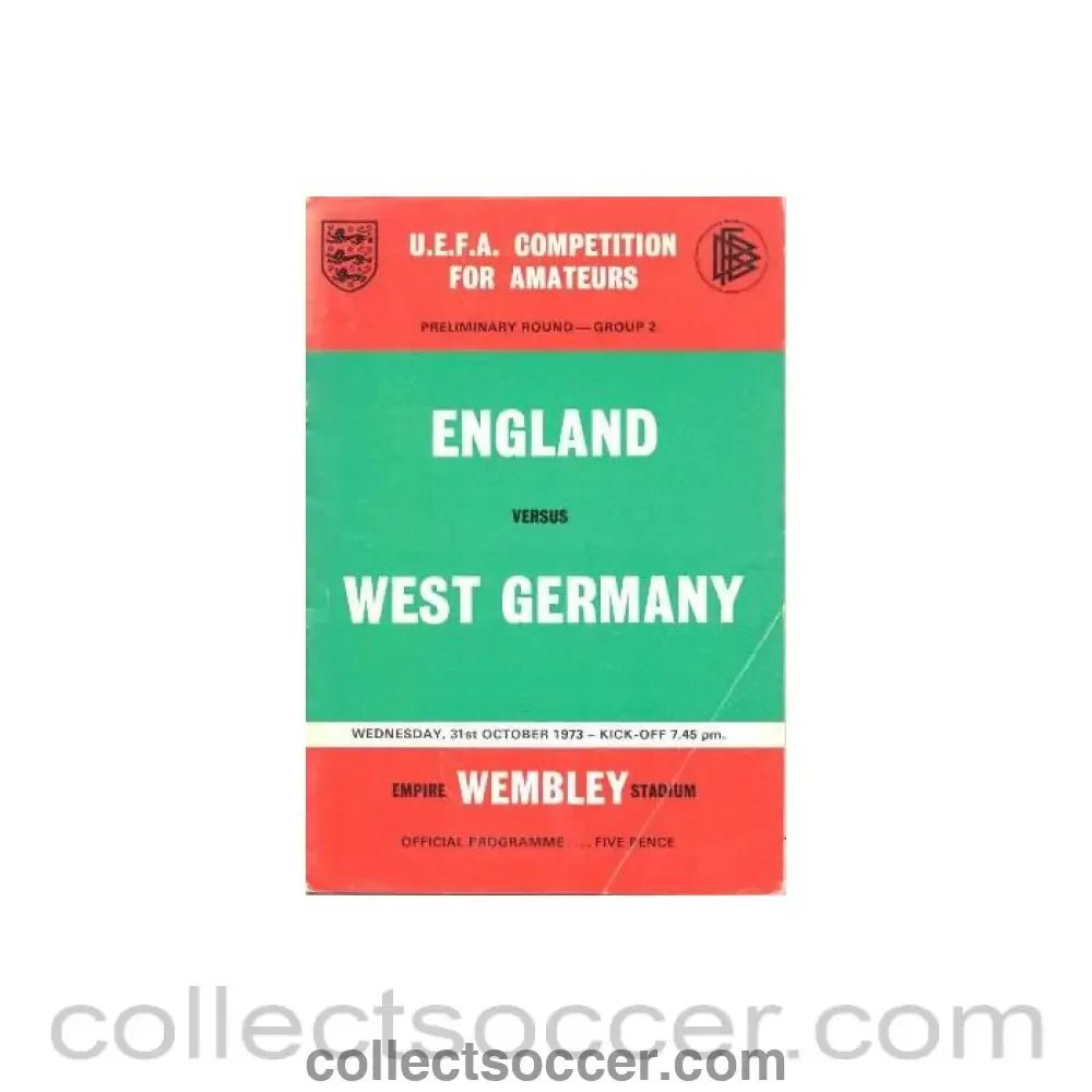 1973 England v West Germany official programme 31/10/1973 - Collect Soccer