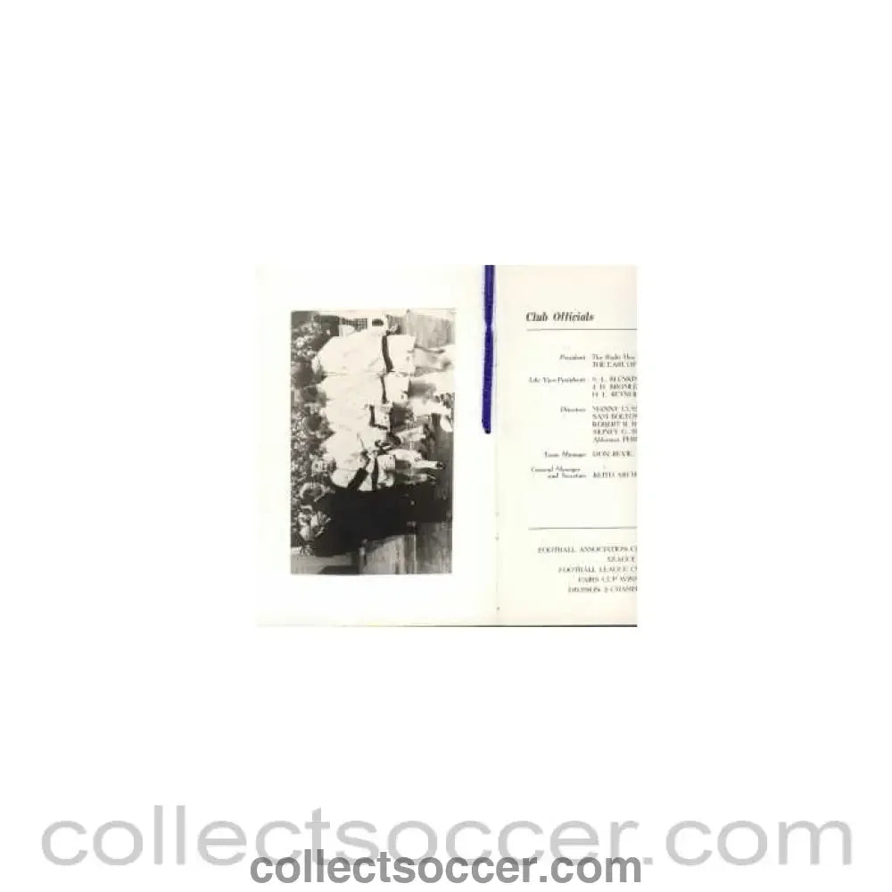 1973 Leeds United FA Cup Final Menu
