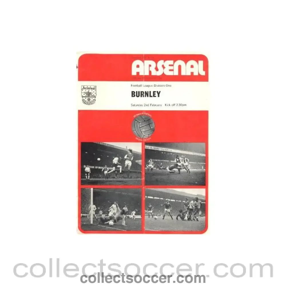 1974 - Arsenal v Burnley official programme 02/02/1974 - Collect Soccer