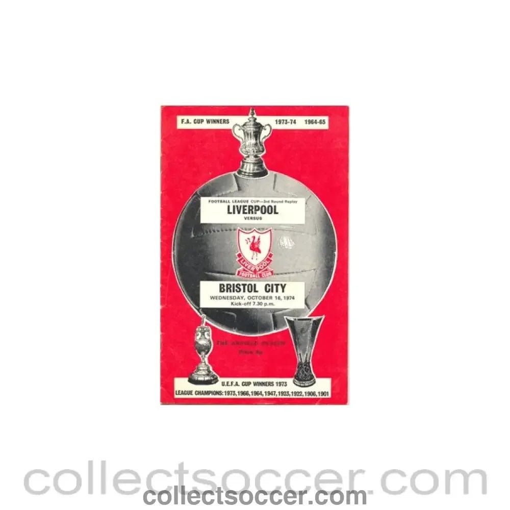 1974 - Liverpool v Bristol City official programme 16/10/1974 - Collect Soccer