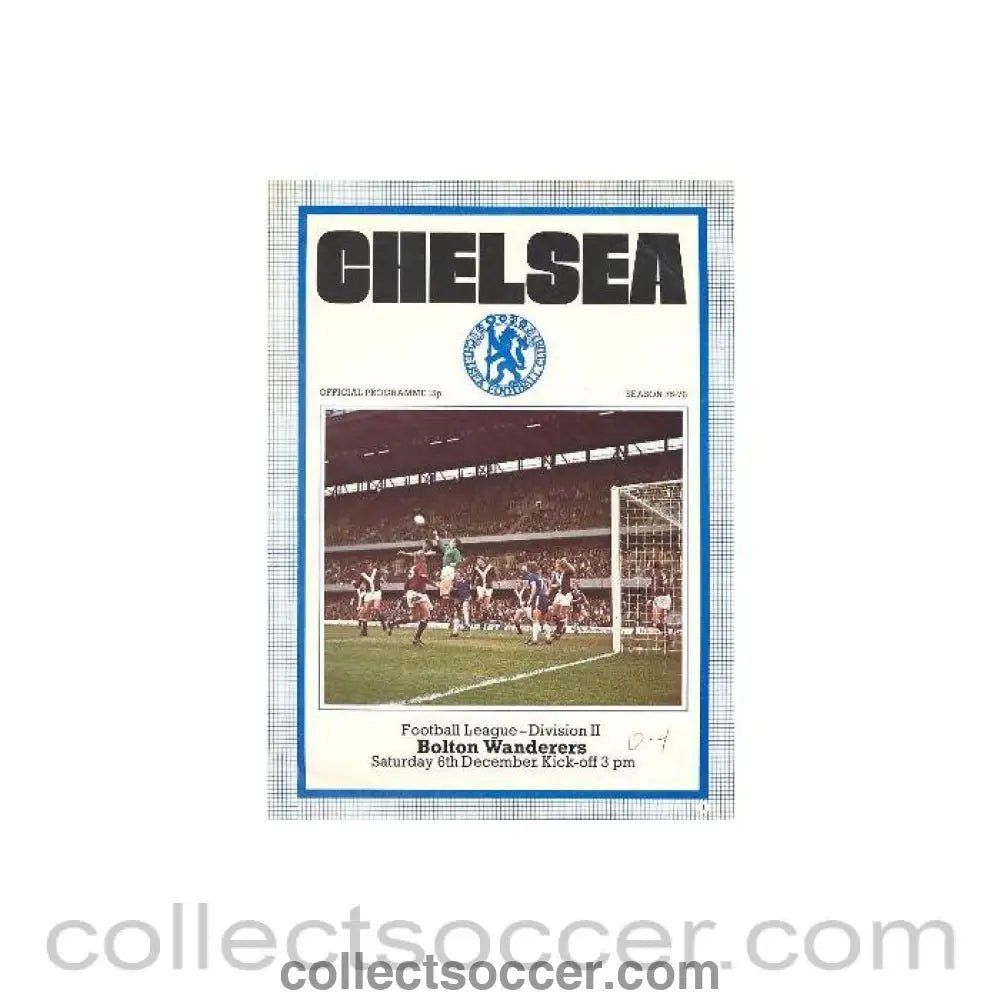 1975 - Chelsea v Bolton Wanderers official programme 06/12/1975 - Collect Soccer