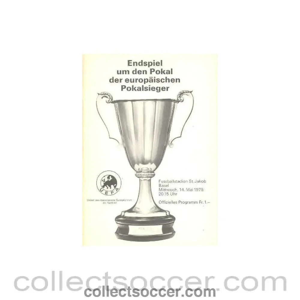 1975 Cup Winners Cup Final Official Programme Dynamo Kiev v Ferencvaros - Collect Soccer