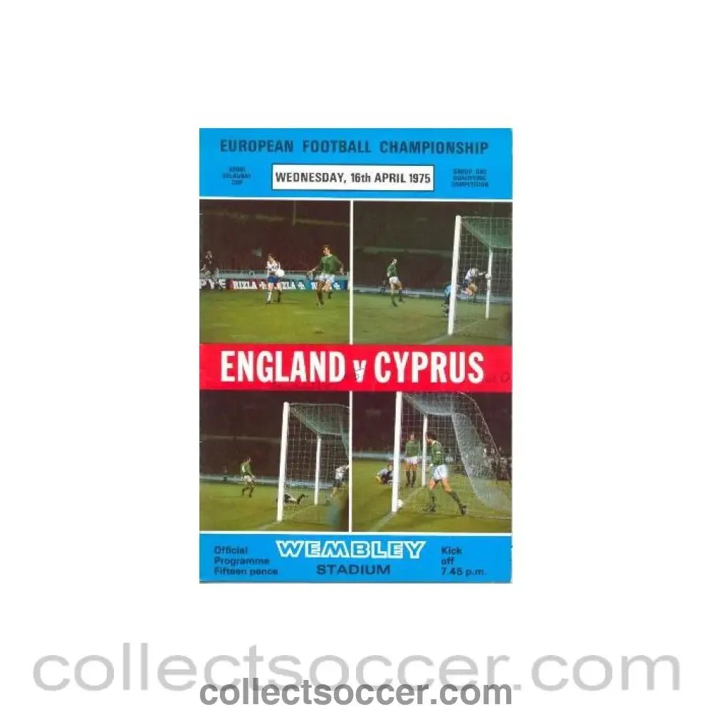 1975 England v Cyprus official programme 16/04/1975 - Collect Soccer