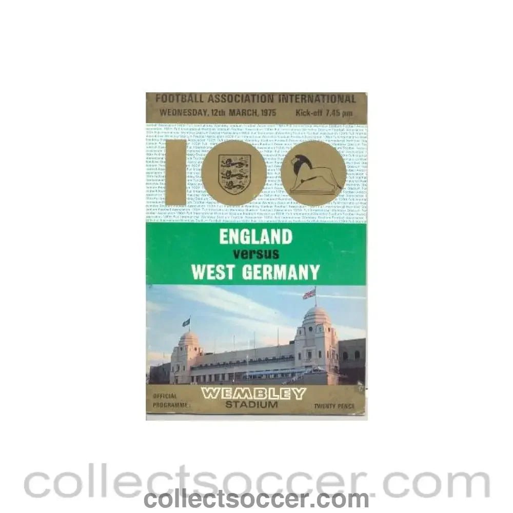 1975 England v West Germany official programme 12/03/1975 - Collect Soccer