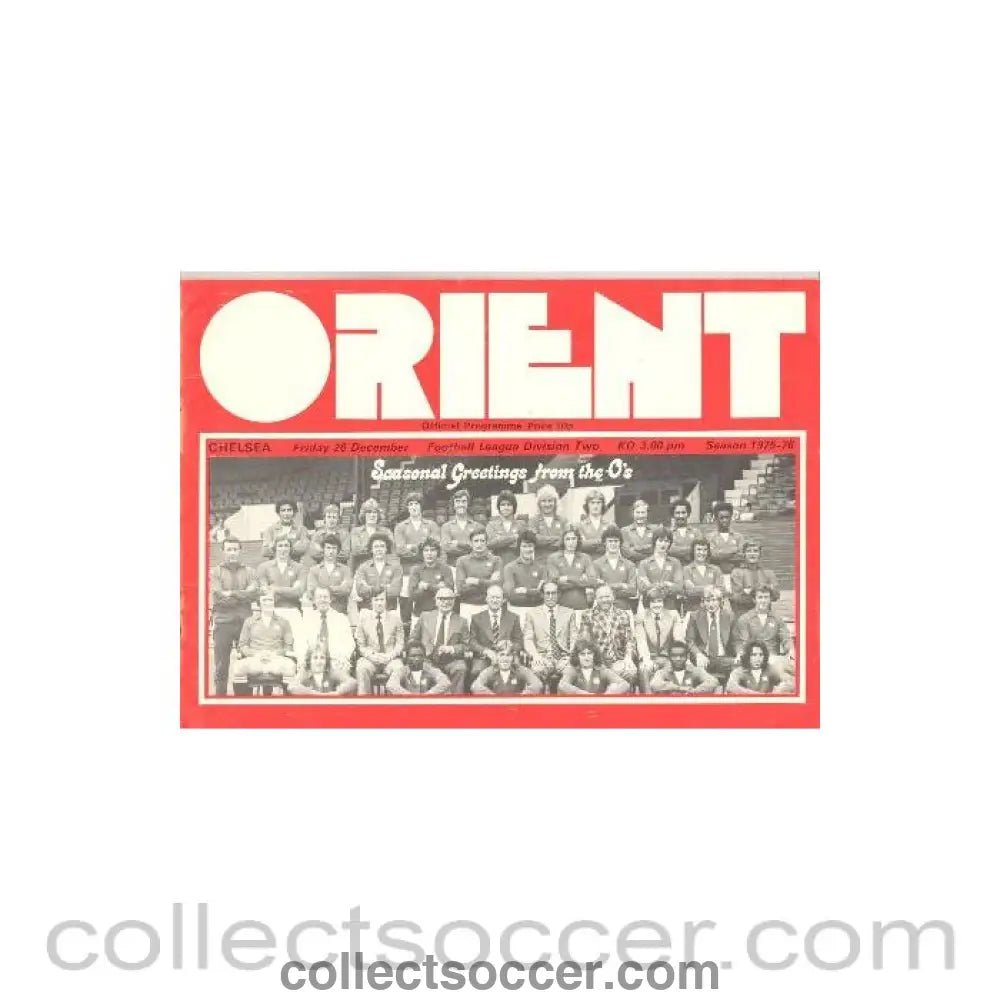 1975 - Leyton Orient vChelsea official programme 26/12/1975 - Collect Soccer