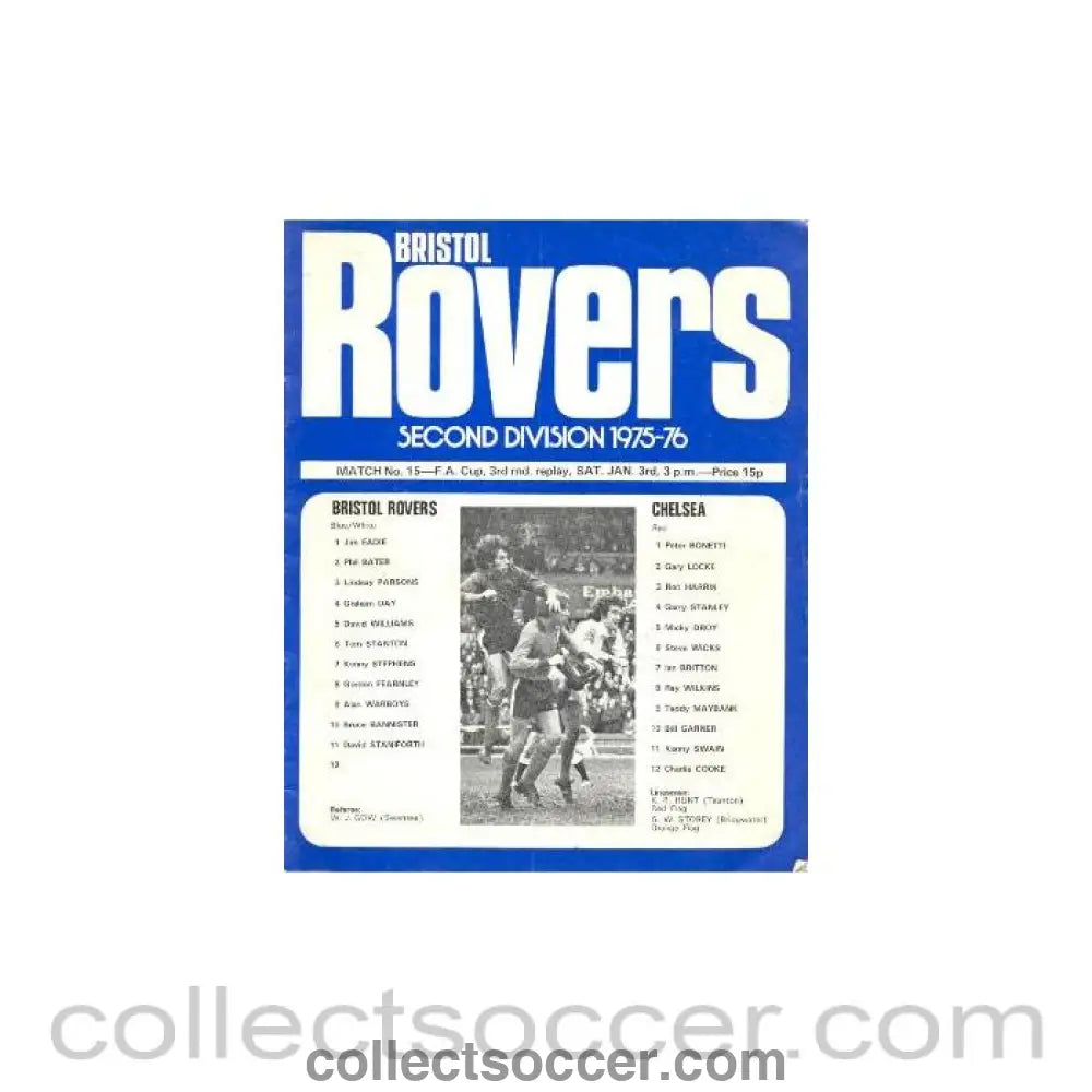 1976 - Bristol Rovers v Chelsea official programmes 03/01/1976