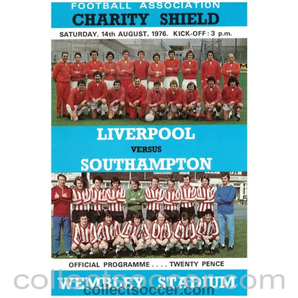 1976 Charity Shield Official Programme Liverpool v Southampton at Wembley - Collect Soccer