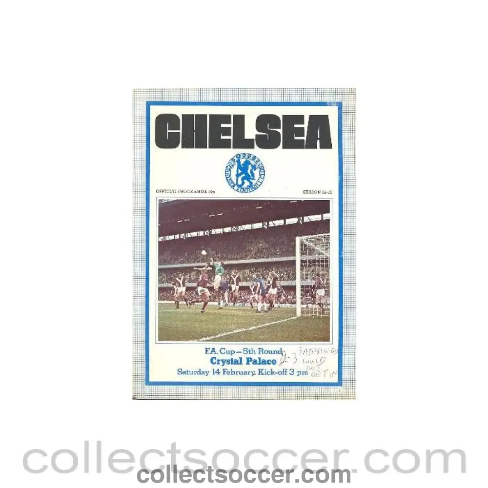 1976 - Chelsea v Crystal Palace official programme 14/02/1976