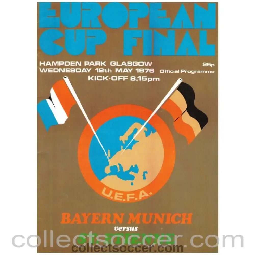1976 European Cup Final Bayern Munich v St. Etienne Official Programme - Collect Soccer