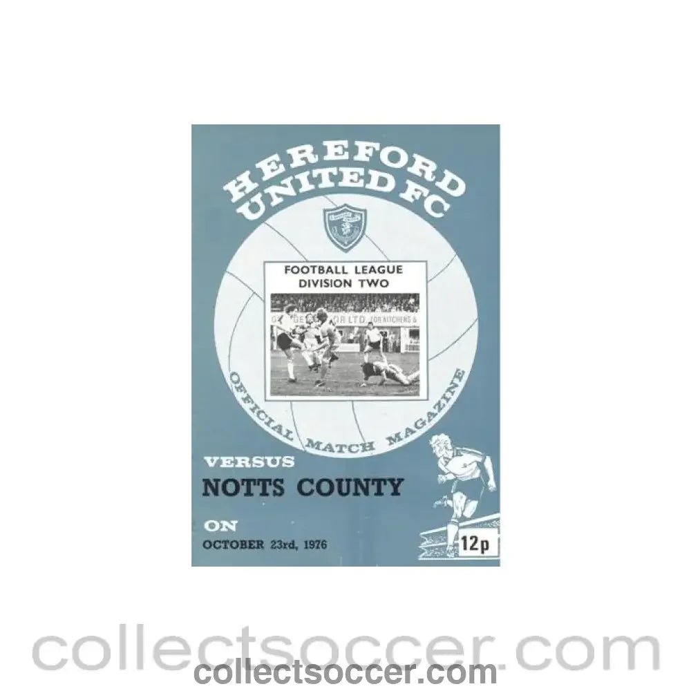 1976 - Hereford United v Notts County official programme 23/10/1976 Football League - Collect Soccer