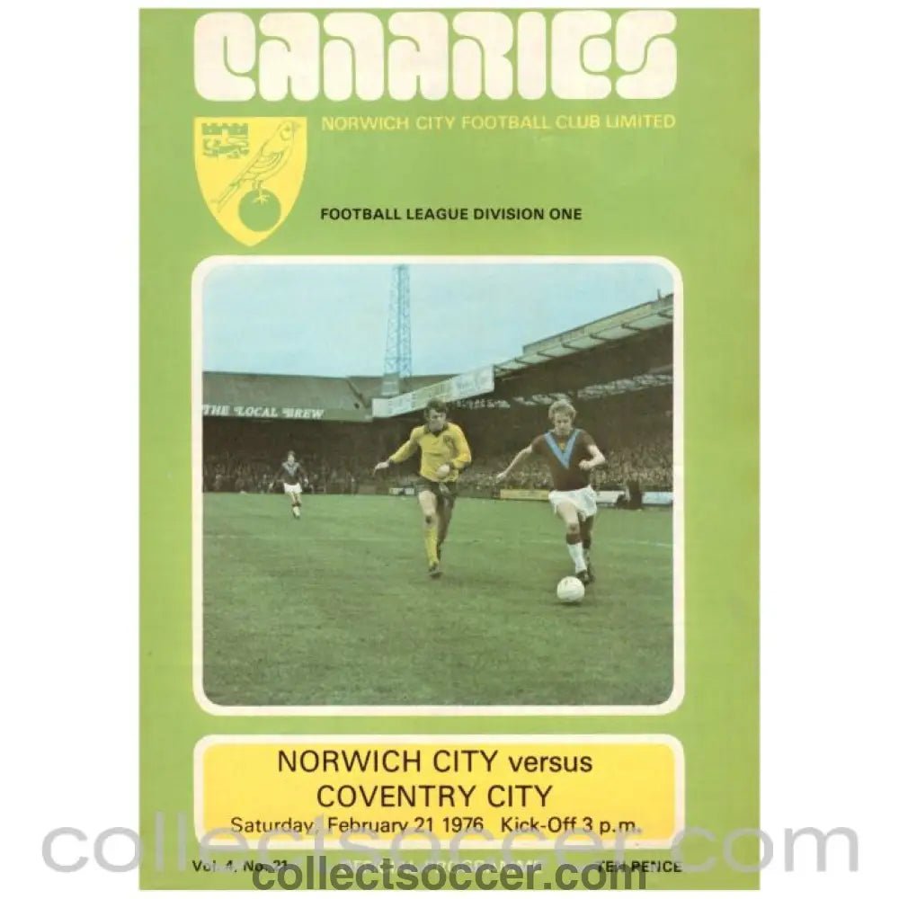 1976 Norwich v Coventry City Football Programme - Collect Soccer