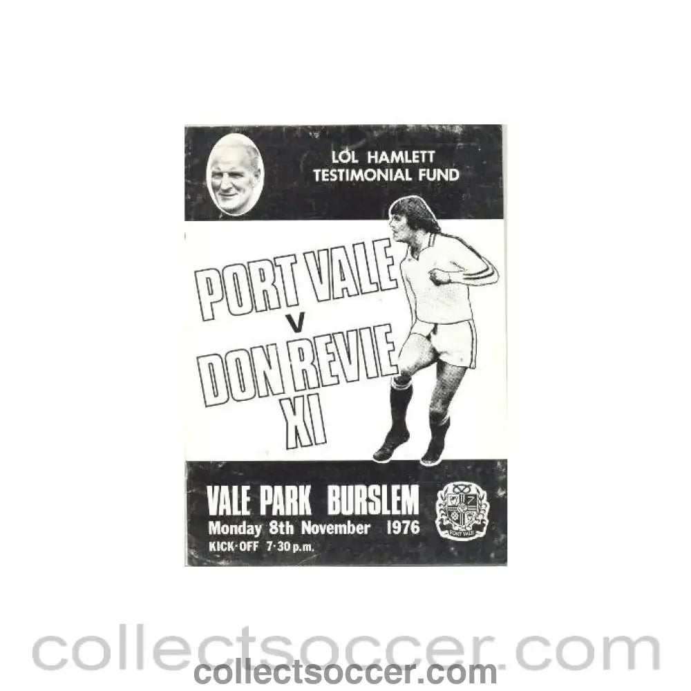1976 - Port Vale v Don Revie XI official programme 08/11/1976 Lol Hamlett Testimonial Fund - Collect Soccer