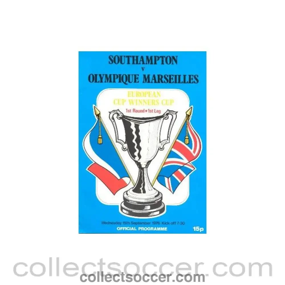 1976 - Southampton v Olympique Marseille official programme 15/09/1976 European Cup Winners Cup - Collect Soccer