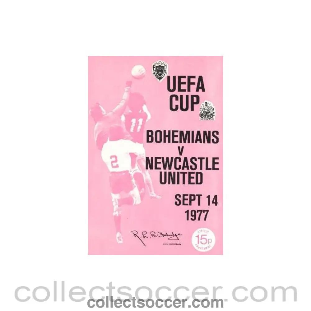 1977 - Bohemians v Newcastle United official programme 14/09/1977 UEFA Cup - Collect Soccer