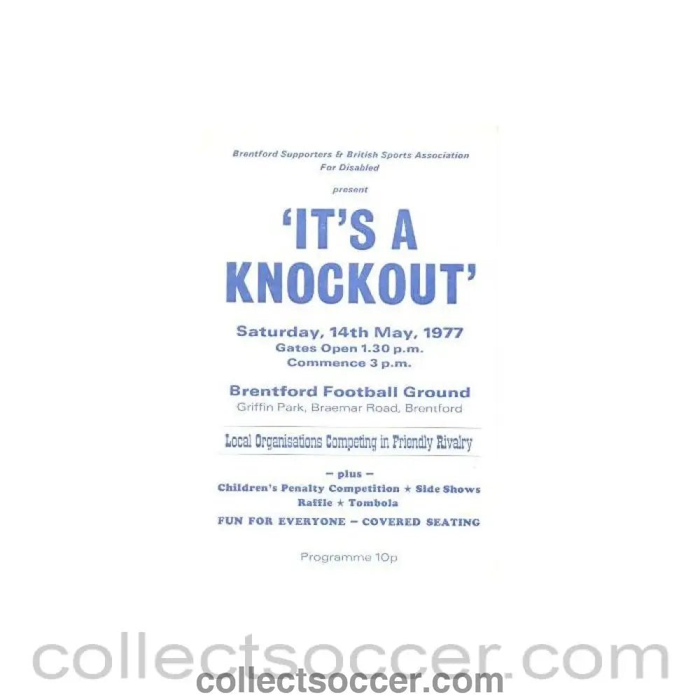 1977 - Brentford Football Event on 14/05/1977 official programme - Collect Soccer