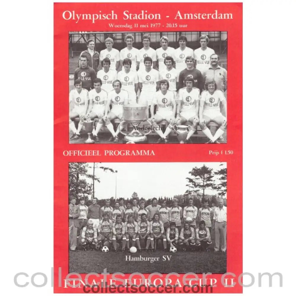 1977 Cup Winners Cup Final Official Programme Anderlecht v Hamburg - Collect Soccer