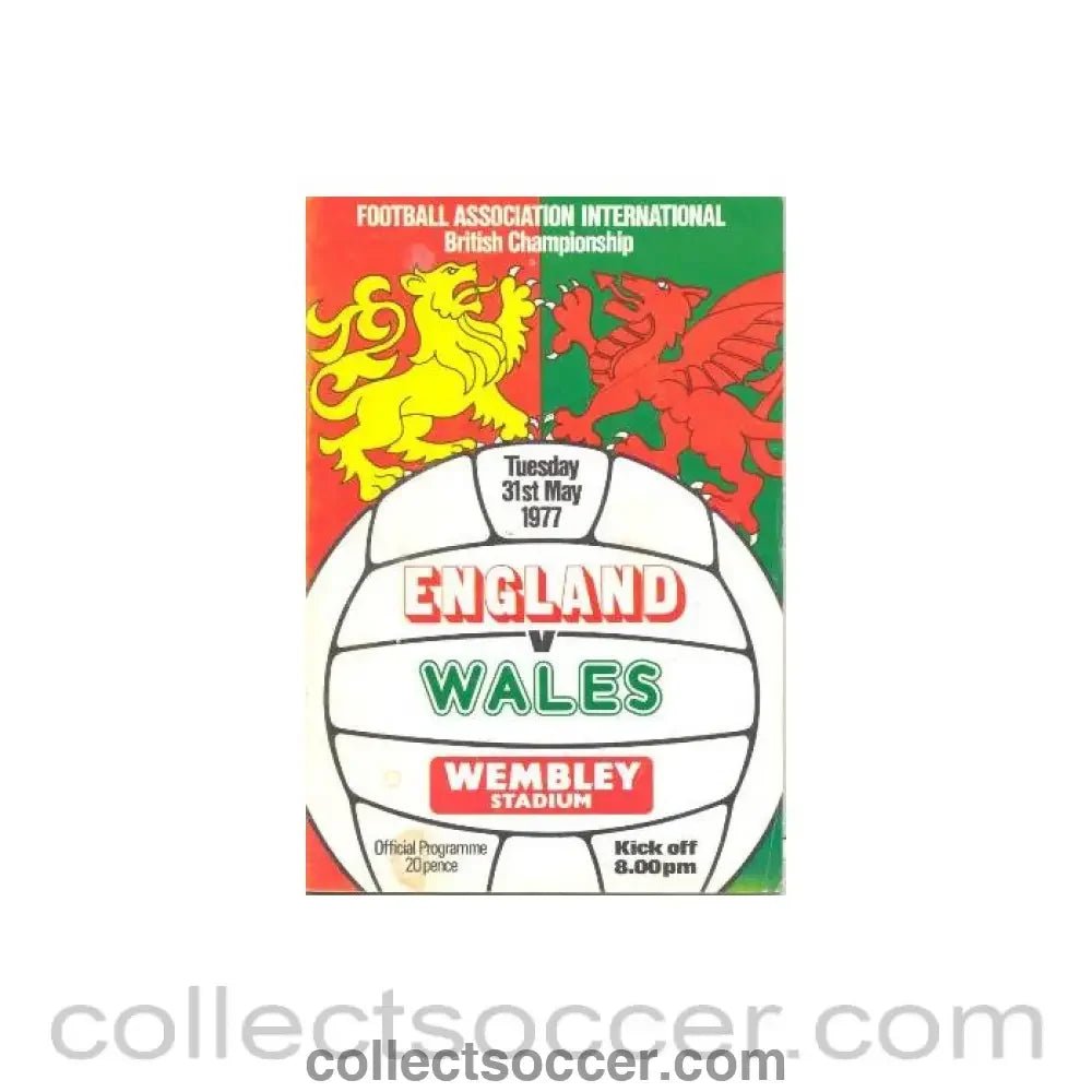 1977 England v Wales official programme 31/05/1977 - Collect Soccer