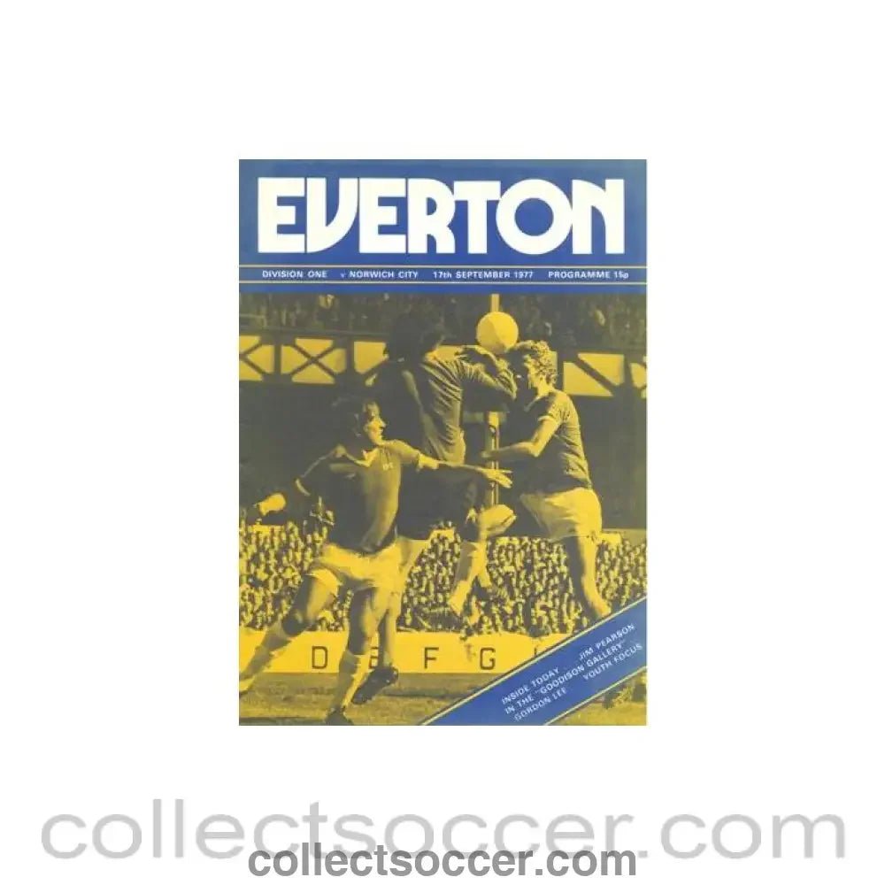 1977 - Everton v Norwich official programme 17/09/1977 Football League - Collect Soccer
