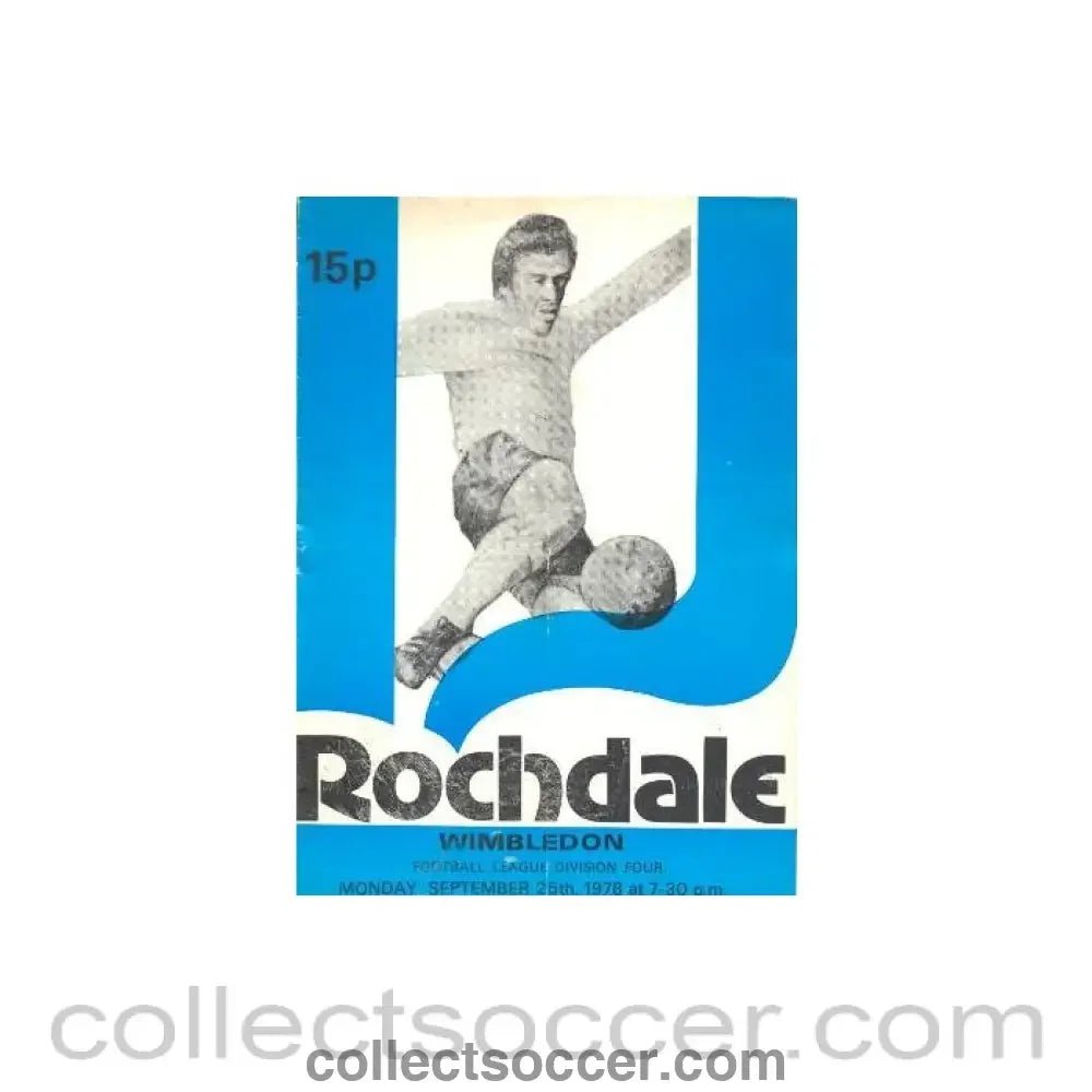 1978 - Rochdale v Wimbledon official programme 25/09/1978 - Collect Soccer